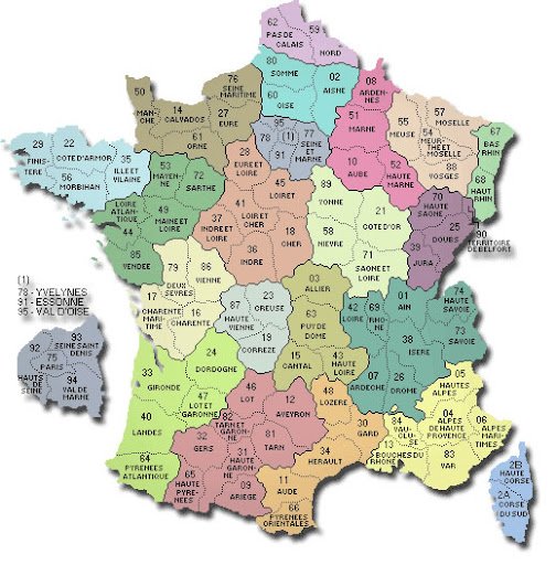 Carte des départements français