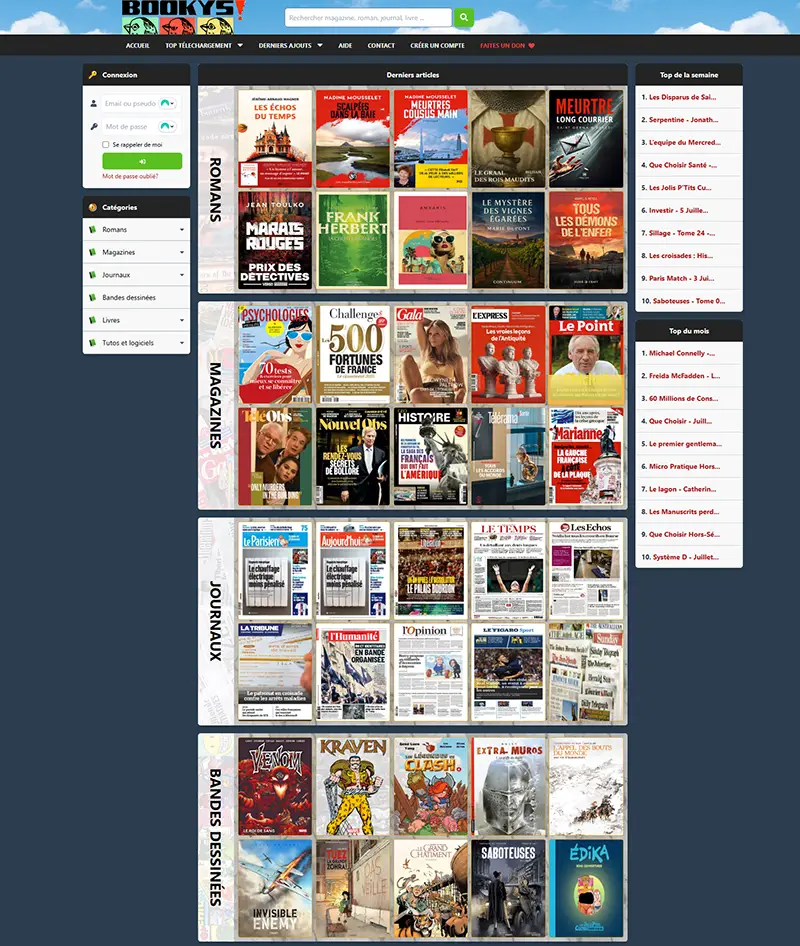 capture d'écran du site Bookys