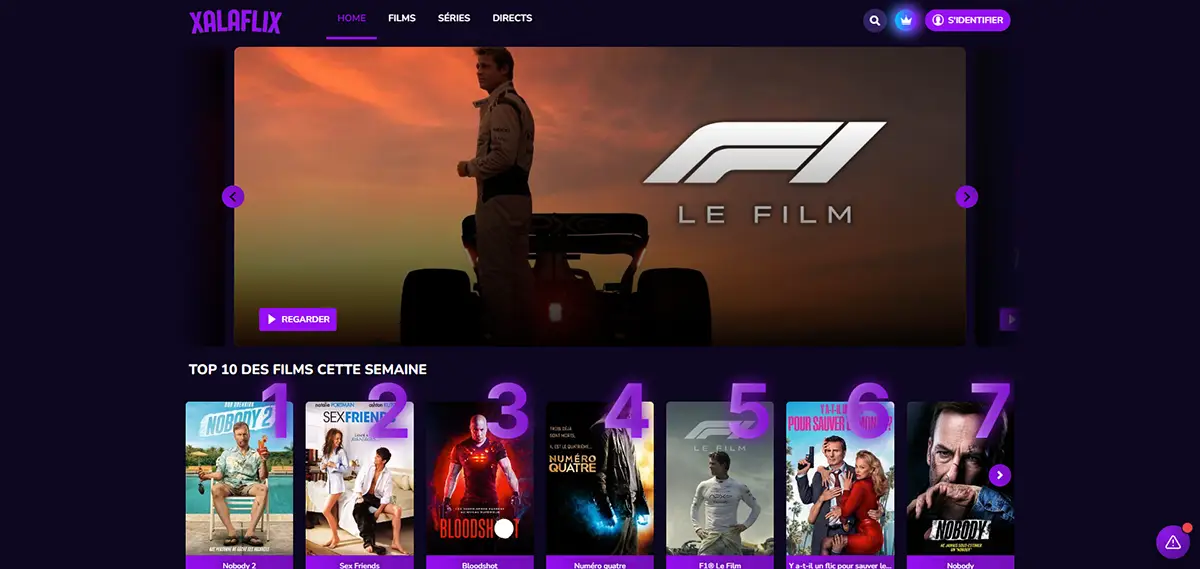 Xalaflix Capture d'écran du site de streaming