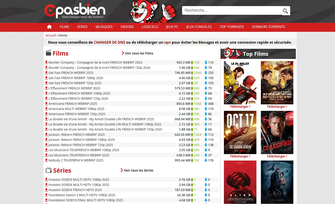 capture du site Cpasbien