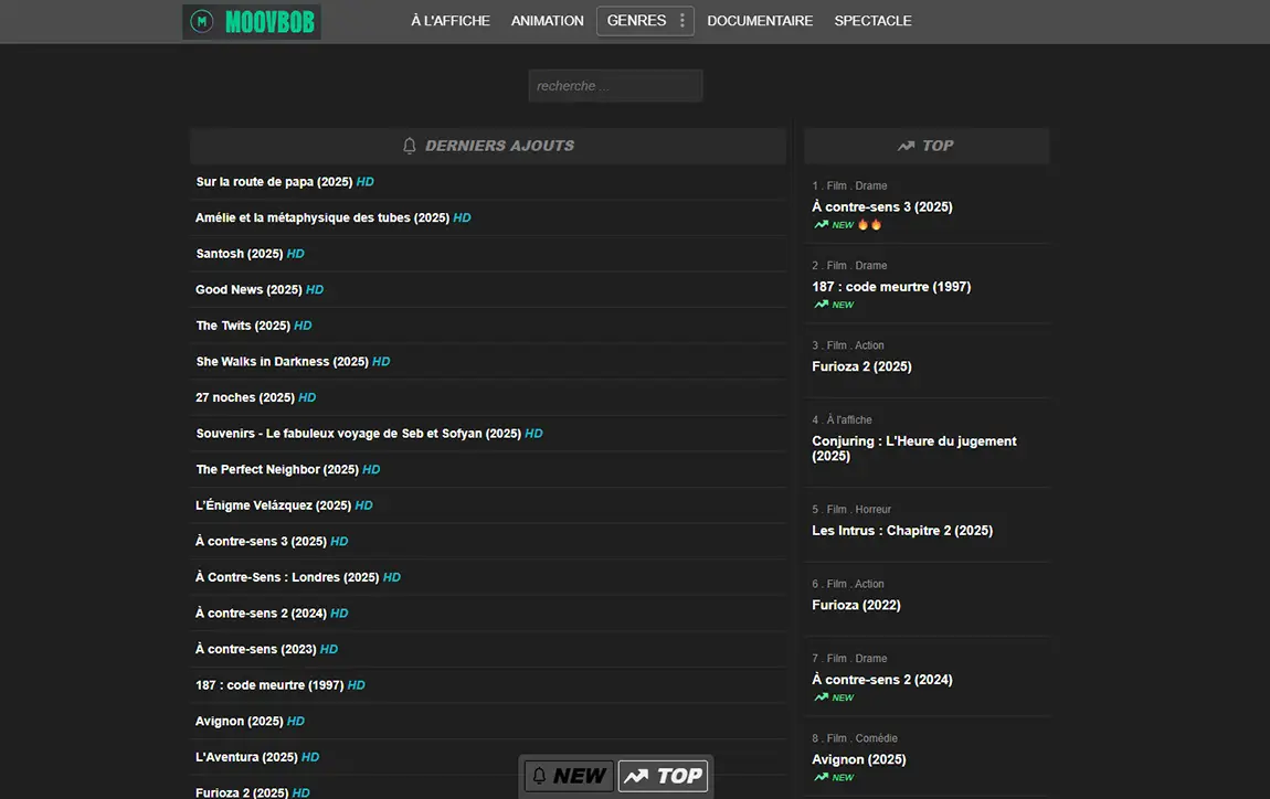 Moovbob plateforme streaming - capture