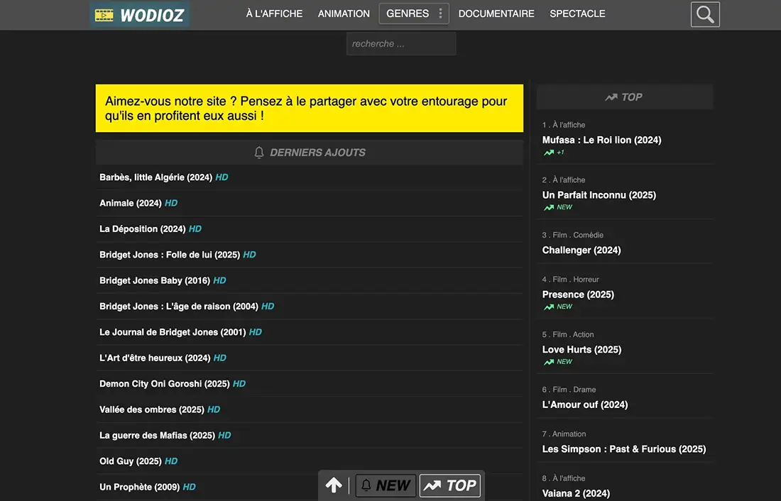 wodioz capture d'écran du site