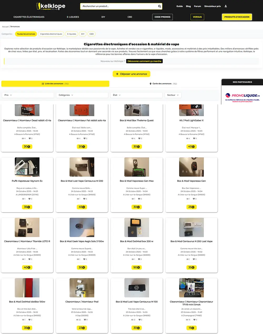 annonces d'occasion e-cig