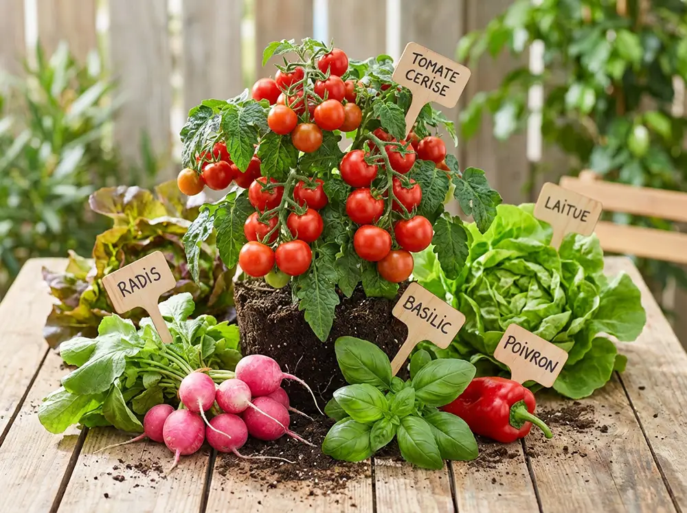 Légumes faciles à cultiver sur un balcon -- Les stars du potager urbain tomates cerises, radis et herbes aromatiques