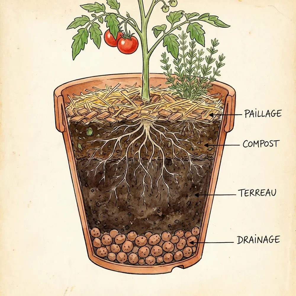Schéma des différentes couches de substrat