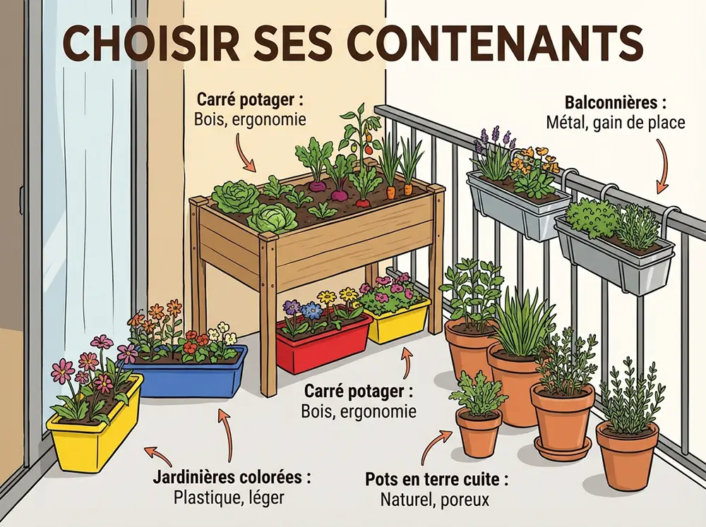 Différents types de contenants pour potager urbain