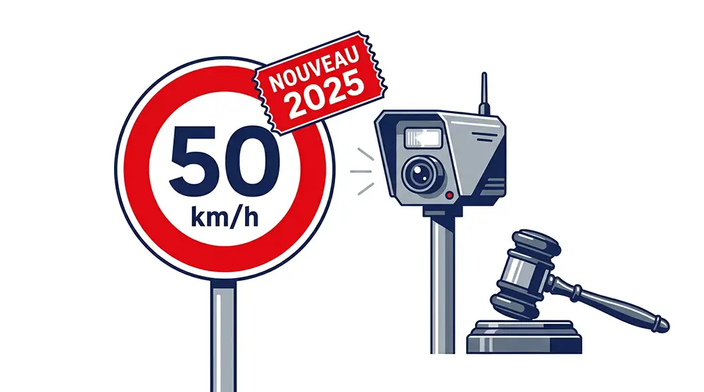 Panneau de vitesse et radar symbolisant les nouvelles lois sur les excès de vitesse