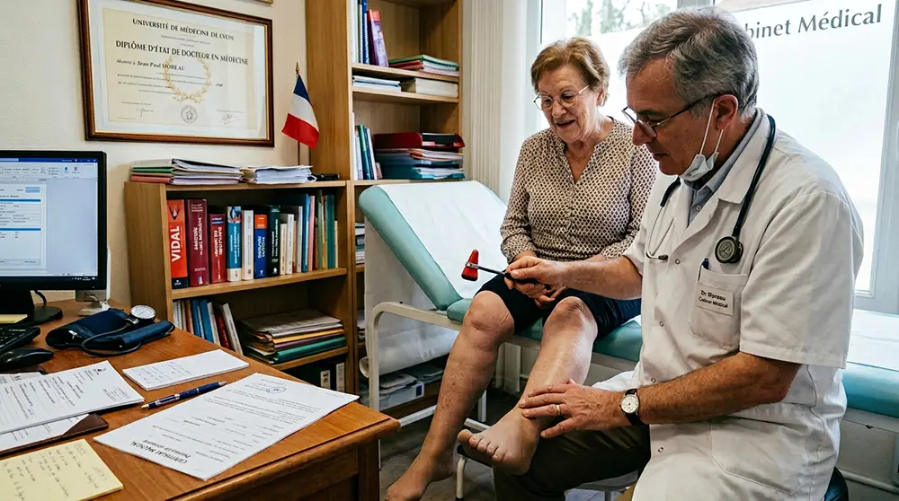 Médecin réalisant une visite médicale obligatoire pour récupération du permis de conduire