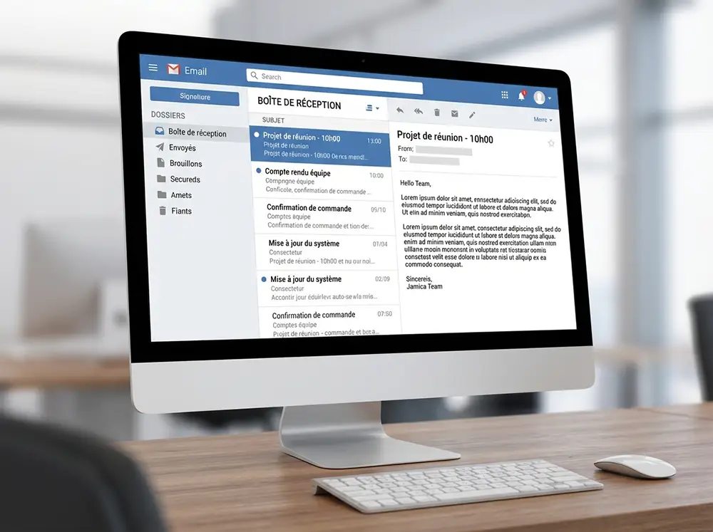 Interface du logiciel Thunderbird configuré avec la messagerie académique ac-rennes.fr