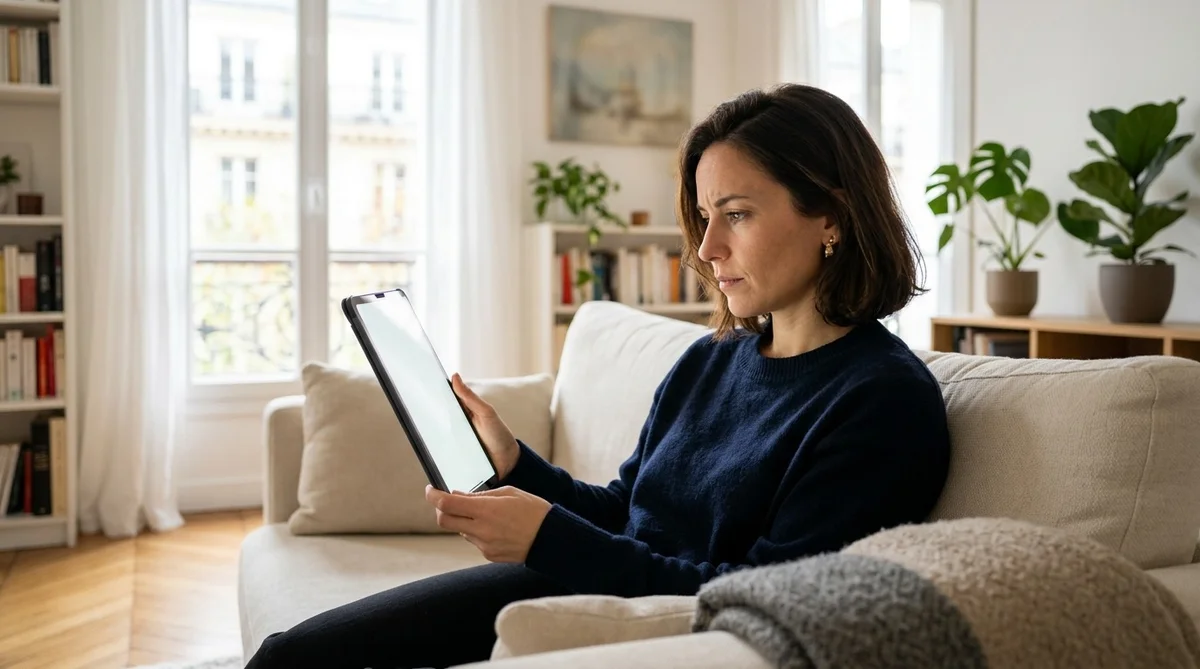 FAQ CDI protection emploi : questions fréquentes des actifs Personne lisant des questions-réponses sur le CDI et la protection emploi sur une tablette