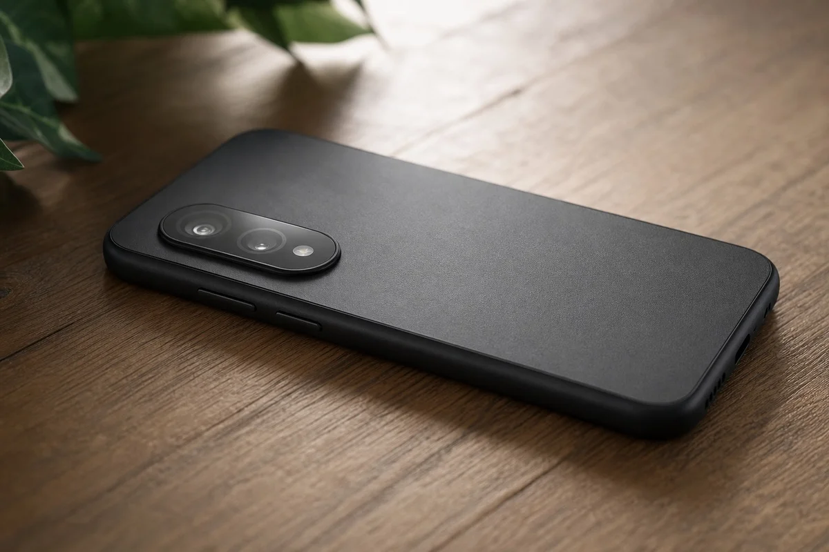 Google Pixel 9a meilleur photophone sous 400 euros 2026 Google Pixel 9a posé sur une table en bois, vue de dos avec double capteur photo et finition mate