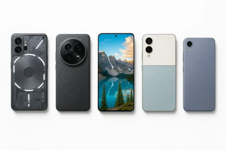 Quel smartphone acheter sous 400€ en mai 2026 ? Les 5 meilleurs rapports qualité-prix Cinq smartphones alignés côte à côte représentant les meilleurs rapports qualité-prix à moins de 400 euros en mai 2026