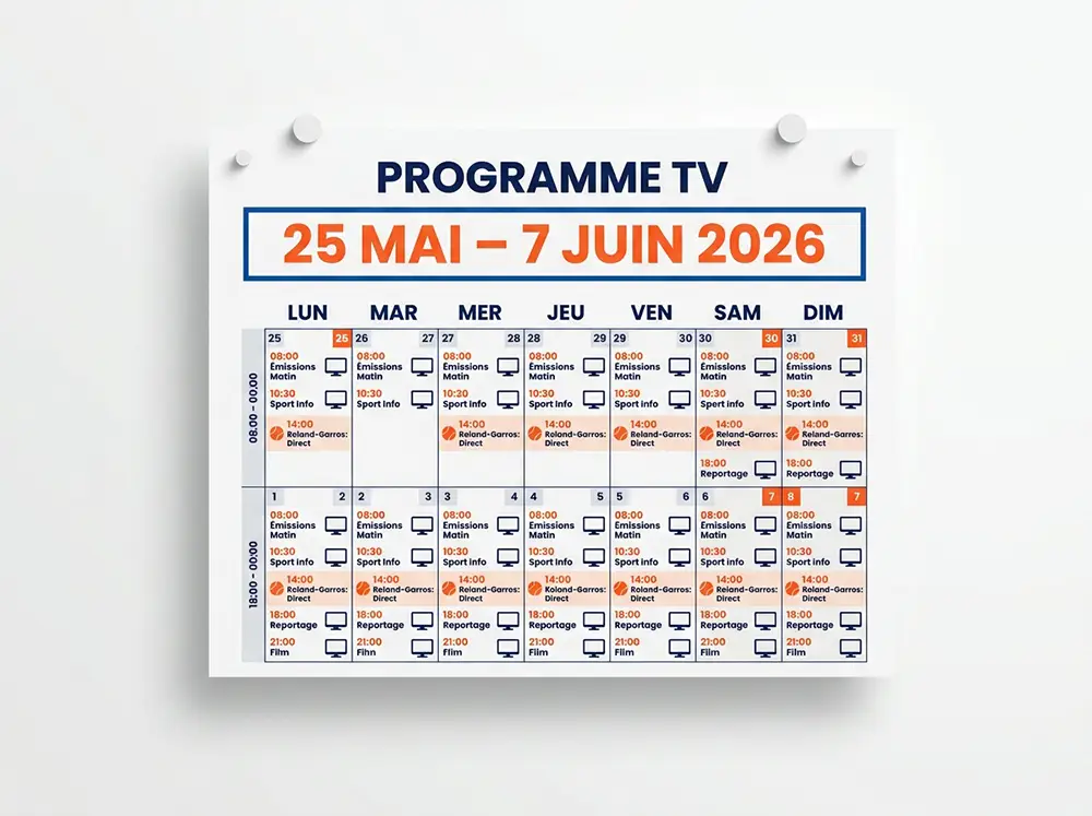 Planning TV illustrant le nouveau calendrier d'Un si grand soleil pendant Roland-Garros 2026
