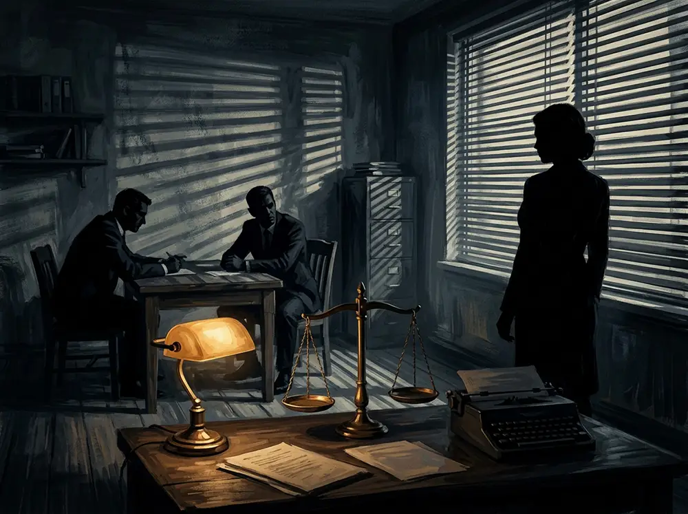 Illustration en clair-obscur évoquant l'affaire Isaure Dorin dans Un si grand soleil