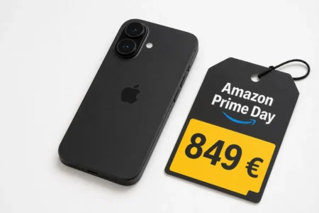 iPhone 17 en promotion sur Amazon : est-ce vraiment le bon moment pour craquer ? iPhone 17 noir posé sur fond blanc avec étiquette de prix Amazon Prime Day 849 euros