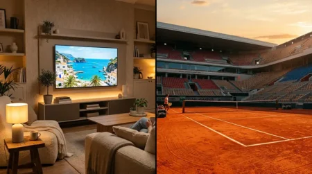 Un si grand soleil bousculé par Roland-Garros 2026 : le guide pour ne rien manquer Écran TV affichant Un si grand soleil face au court de Roland-Garros 2026