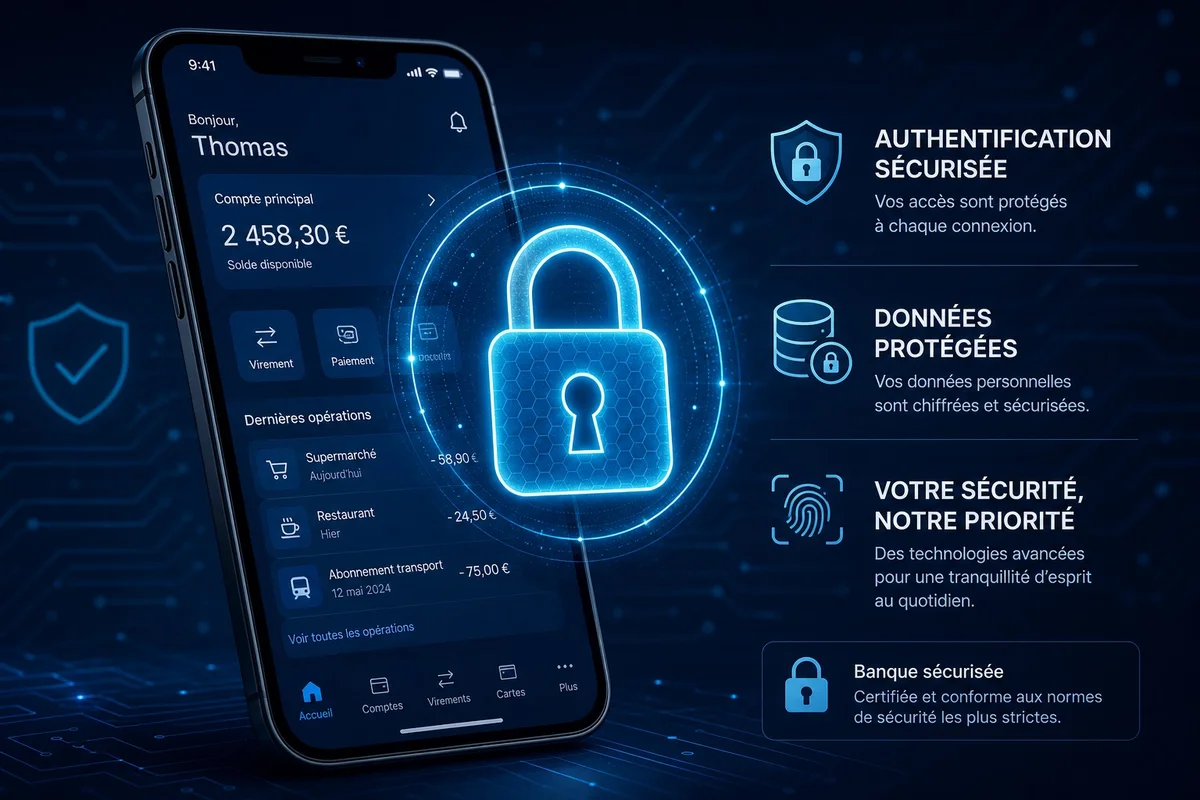 Sécurité des données bancaires dans les applications de budget Cadenas numérique symbolisant la sécurisation des données bancaires dans une application de gestion de budget