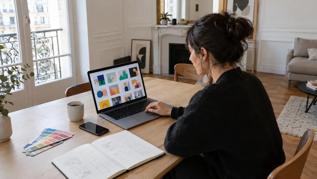 Pourquoi se former à Canva quand on lance son activité Entrepreneure créant ses visuels de communication sur un ordinateur portable